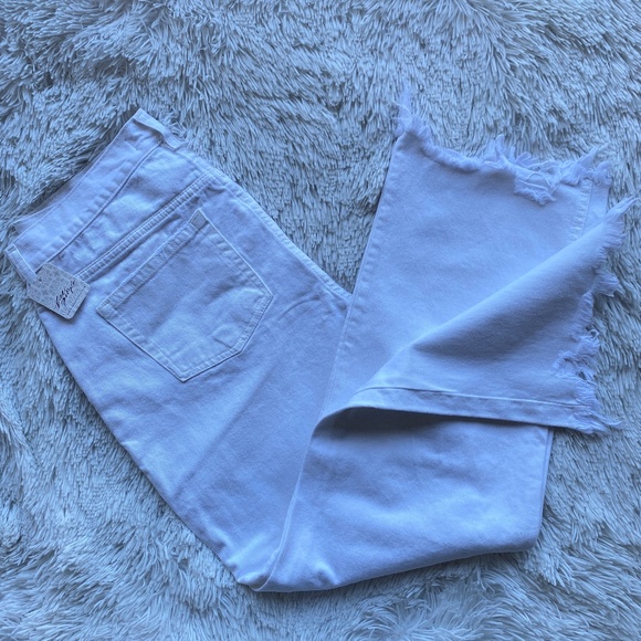 NWT FREE PEOPLE Maggie Mid-Rise Straight-Leg Jeans White Distressed Size 31 - Picture 5 of 11